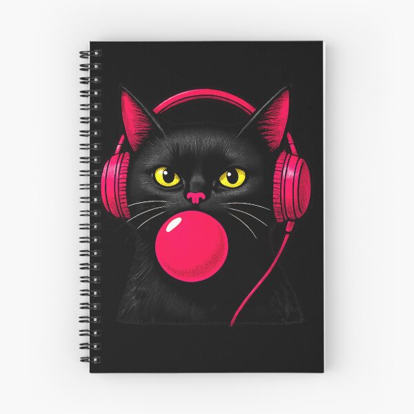Item preview, Black Cat Bubblegum Headphones Sticker & Apparel designed and sold by Kittcatking.