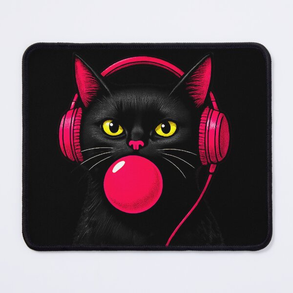 Item preview, Black Cat Bubblegum Headphones Sticker & Apparel designed and sold by Kittcatking.