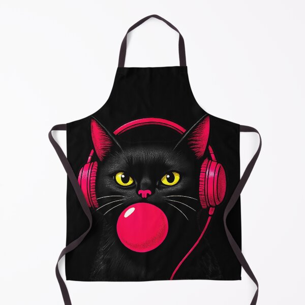 Item preview, Black Cat Bubblegum Headphones Sticker & Apparel designed and sold by Kittcatking.