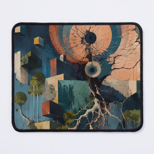 Item preview, Surreal Abstract Nature – Geometric Tree Roots & Modern Landscape in Blue and Orange designed and sold by GutyzDesignsES.