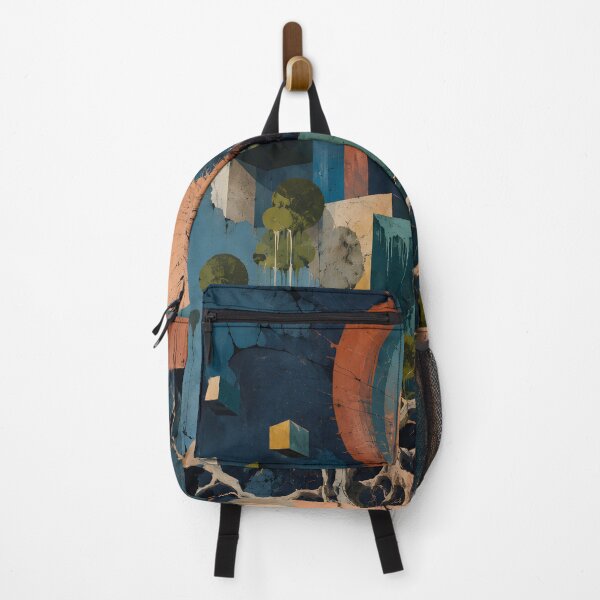 Item preview, Surreal Abstract Nature – Geometric Tree Roots & Modern Landscape in Blue and Orange designed and sold by GutyzDesignsES.