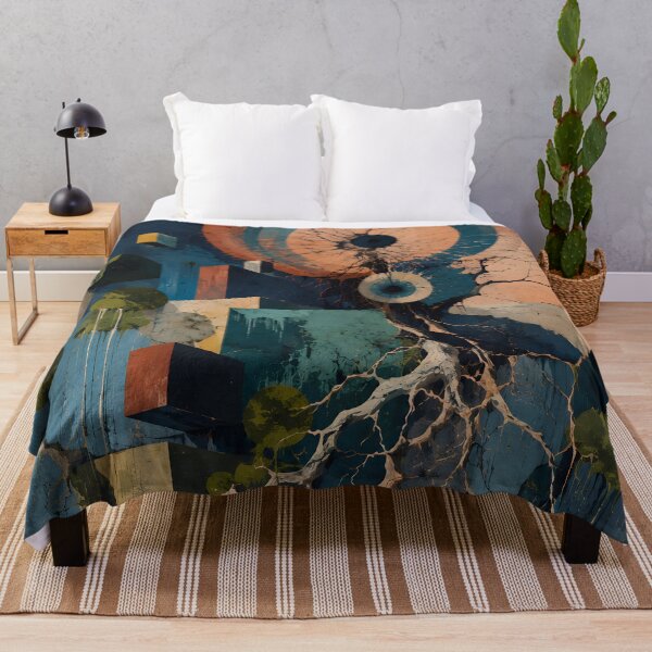 Item preview, Surreal Abstract Nature – Geometric Tree Roots & Modern Landscape in Blue and Orange designed and sold by GutyzDesignsES.