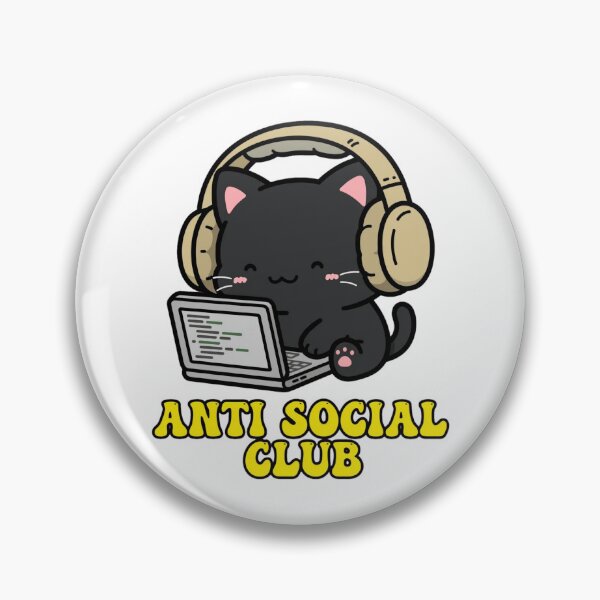 Item preview, Anti Social Club Cat Funny Introvert Laptop Black Cat Meme Sticker designed and sold by Fulaly.
