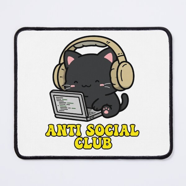 Item preview, Anti Social Club Cat Funny Introvert Laptop Black Cat Meme Sticker designed and sold by Fulaly.