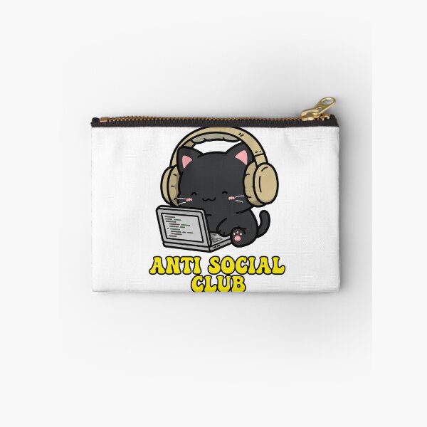 Item preview, Anti Social Club Cat Funny Introvert Laptop Black Cat Meme Sticker designed and sold by Fulaly.