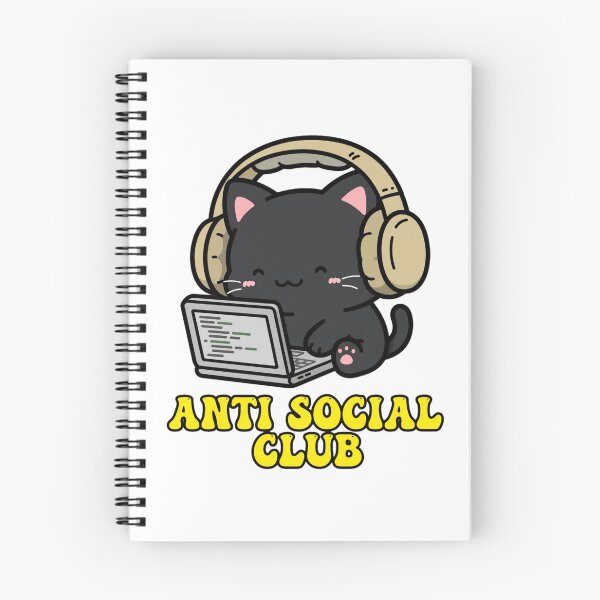 Item preview, Anti Social Club Cat Funny Introvert Laptop Black Cat Meme Sticker designed and sold by Fulaly.