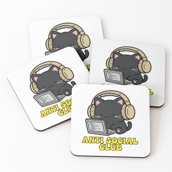 Item preview, Anti Social Club Cat Funny Introvert Laptop Black Cat Meme Sticker designed and sold by Fulaly.