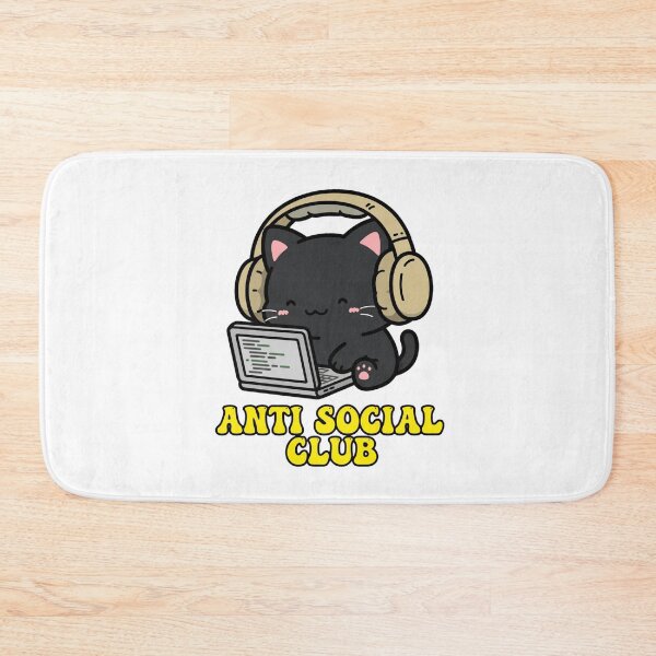 Item preview, Anti Social Club Cat Funny Introvert Laptop Black Cat Meme Sticker designed and sold by Fulaly.