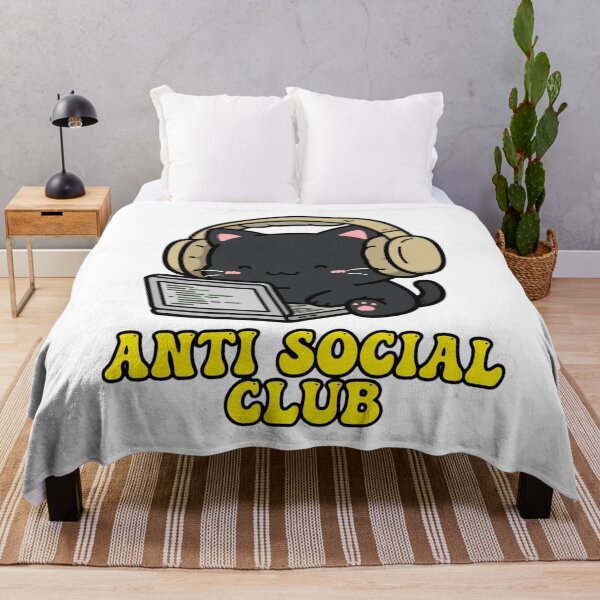 Item preview, Anti Social Club Cat Funny Introvert Laptop Black Cat Meme Sticker designed and sold by Fulaly.