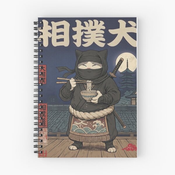 Item preview, Japanese Ninja Cat Eating Ramen designed and sold by ArtivoNest.