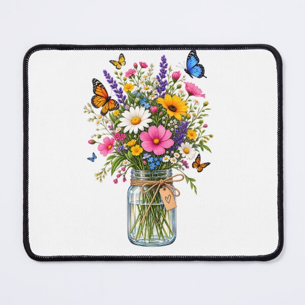 Item preview, Colorful Wildflower Bouquet with Butterflies designed and sold by TinyWeird.