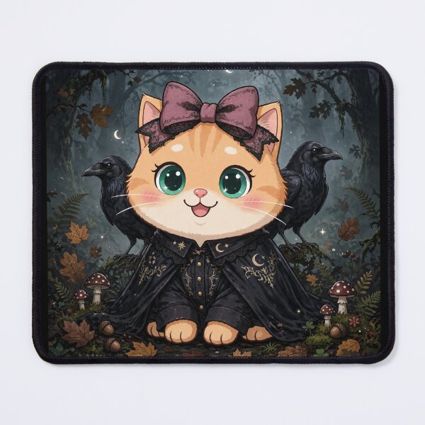 Item preview, Cute Gothic Witch Cat Forest Crows Mushrooms designed and sold by Moody Vibes Studio.