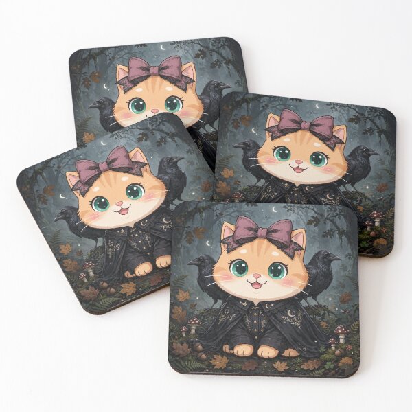 Item preview, Cute Gothic Witch Cat Forest Crows Mushrooms designed and sold by Moody Vibes Studio.