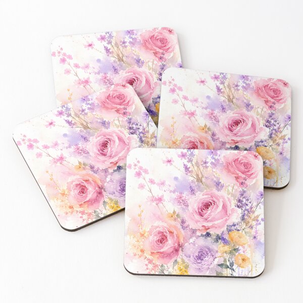 Item preview, Watercolor Pink Roses & Lavender – Romantic Pastel Floral Bouquet designed and sold by GutyzDesignsES.