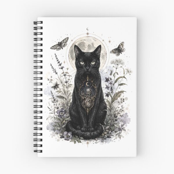 Item preview, Black Cat Moonlit Familiar - Gothic Botanical Cat designed and sold by Shadow Sprite Art.