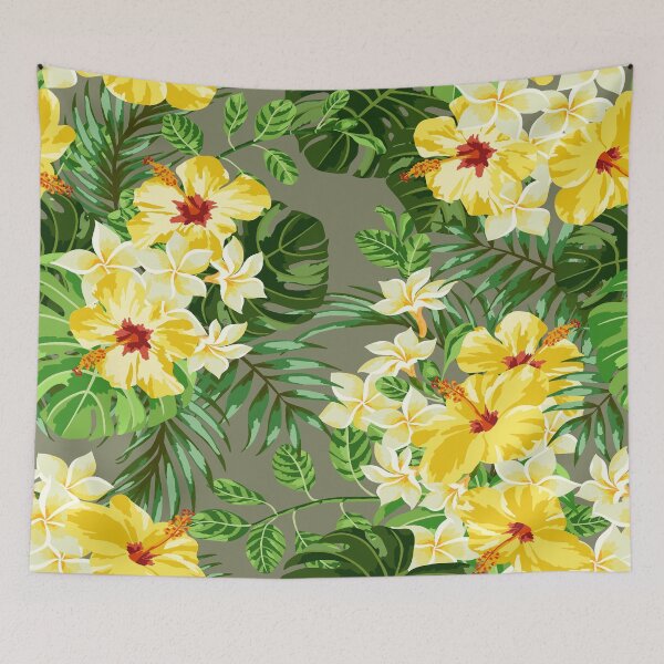 Item preview, Yellow Tropical Floral and Palm Leaves Pattern designed and sold by Johnnies.