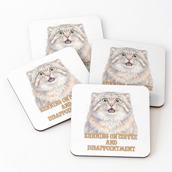 Item preview, Running on Coffee and Disappointment | Funny Pallas Cat (Manul) Meme designed and sold by HelgaCraftery.