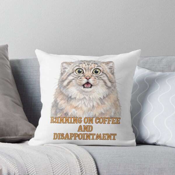 Item preview, Running on Coffee and Disappointment | Funny Pallas Cat (Manul) Meme designed and sold by HelgaCraftery.