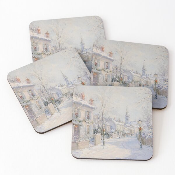 Item preview, Snowy Christmas Village Street – Cozy Winter Church & White Christmas Scene designed and sold by GutyzDesignsES.