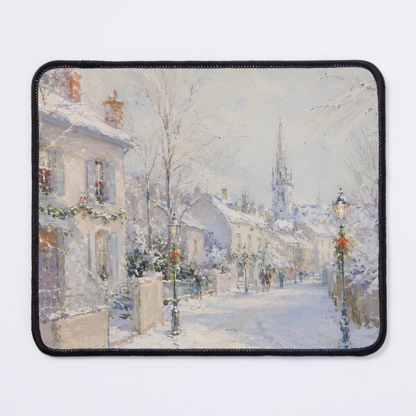 Item preview, Snowy Christmas Village Street – Cozy Winter Church & White Christmas Scene designed and sold by GutyzDesignsES.