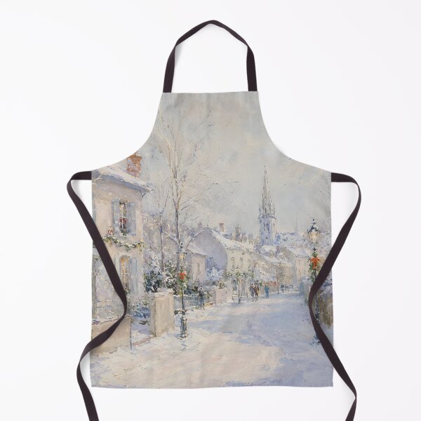 Item preview, Snowy Christmas Village Street – Cozy Winter Church & White Christmas Scene designed and sold by GutyzDesignsES.