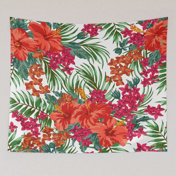 Item preview, Red Hibiscus and Tropical Botanical Pattern designed and sold by Johnnies.
