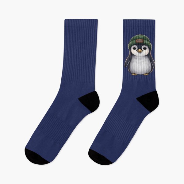 Item preview, Cute Baby Penguin Wearing Green Knit Beanie Hat designed and sold by Northern Glow Art.