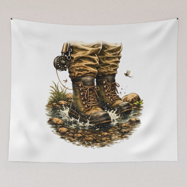 Item preview, Wading boots in a crystal-clear stream designed and sold by Daily Quirk.