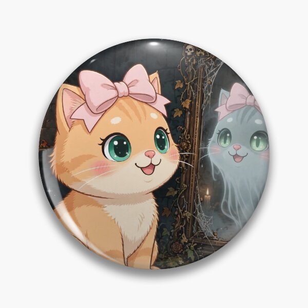 Item preview, Cute Ghost Mirror Cat Haunted Castle Reflection designed and sold by Moody Vibes Studio.