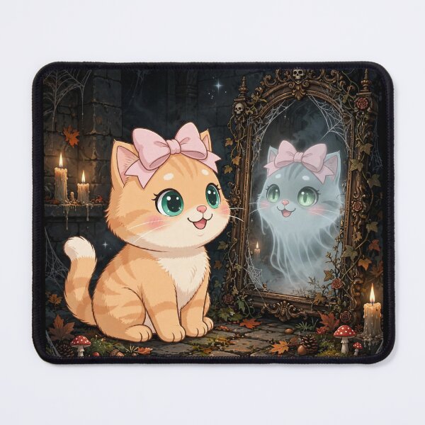 Item preview, Cute Ghost Mirror Cat Haunted Castle Reflection designed and sold by Moody Vibes Studio.