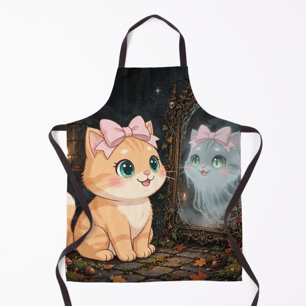 Item preview, Cute Ghost Mirror Cat Haunted Castle Reflection designed and sold by Moody Vibes Studio.