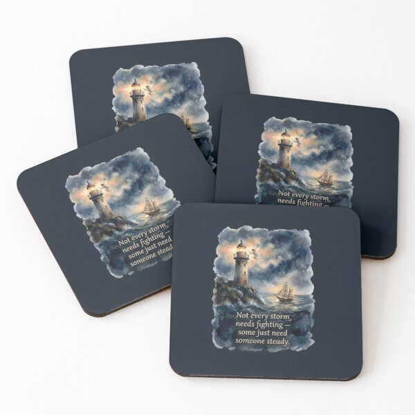 Item preview, Not Every Storm Needs Fighting – Lighthouse Fairy Watercolor Quote Prin designed and sold by FawnFeatherCo.