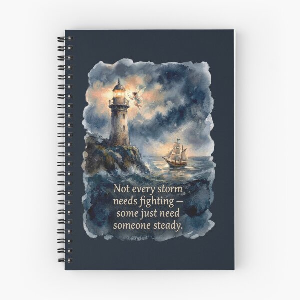 Item preview, Not Every Storm Needs Fighting – Lighthouse Fairy Watercolor Quote Prin designed and sold by FawnFeatherCo.