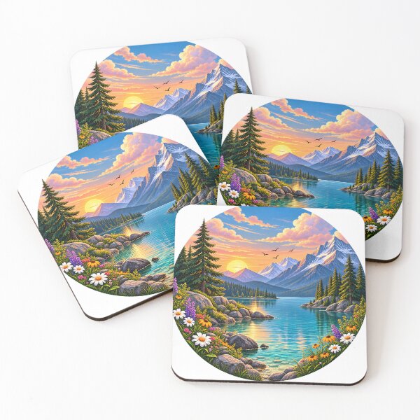 Item preview, Peaceful Mountain Lake Sunset designed and sold by TinyWeird.