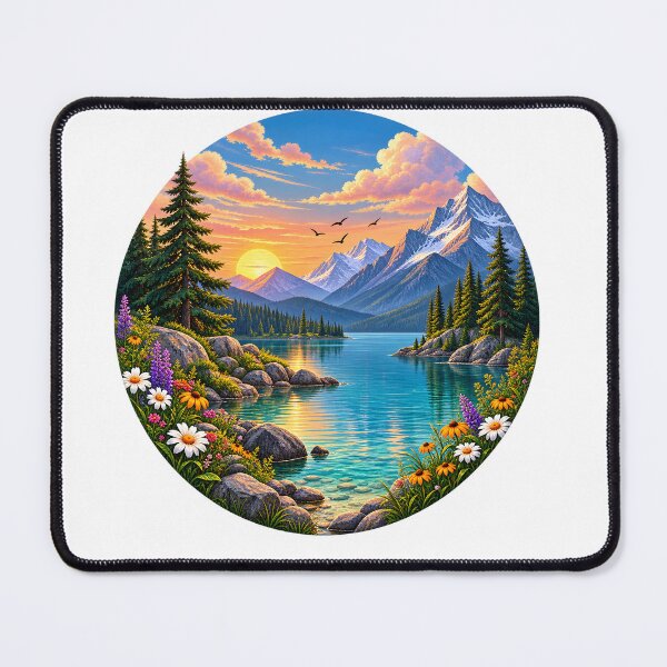 Item preview, Peaceful Mountain Lake Sunset designed and sold by TinyWeird.