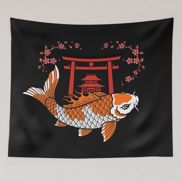 Item preview, Koi Fish With Torii Gate And Sakura - Japanese Irezumi Tattoo Art designed and sold by Surviving Monday Club.