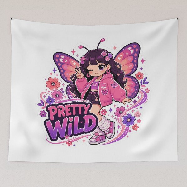 Item preview, Pretty Wild Butterfly Girl Sticker PNG | Cute Pink Purple Kawaii Graphic | Feminine Aesthetic Vinyl Decal | Girly Gift designed and sold by Stylestickers55.