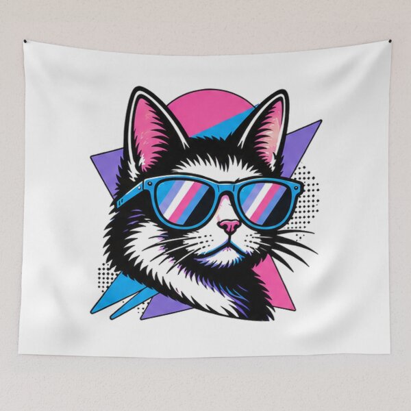 Item preview, Cool Retro Cat with Sunglasses by Pop Waves designed and sold by DGCC23.