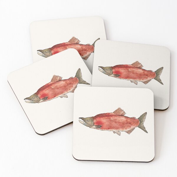 Item preview, Watercolour Sockeye Salmon motif designed and sold by Eclecticprintco.