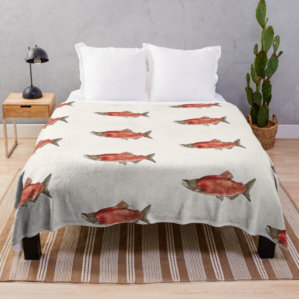 Item preview, Watercolour Sockeye Salmon motif designed and sold by Eclecticprintco.