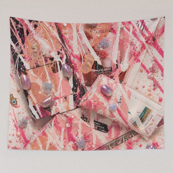 Item preview, Pink Cosmetic Glam Chaos Mixed Media Art designed and sold by THE SPLATTERED HAUS BY SAGE BANKS.