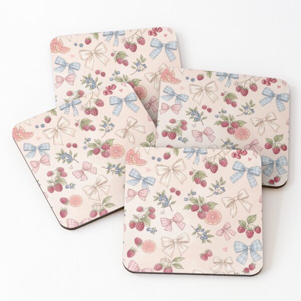Item preview, Coquette Aesthetic Bows and Berries Pattern designed and sold by ArtivoNest.