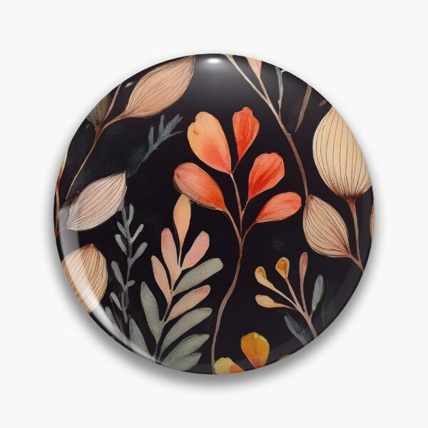 Item preview, Dark Autumn floral leaves twigs warm fall foliage organic pattern watercolour garden painting sage green designed and sold by navitalidesign.