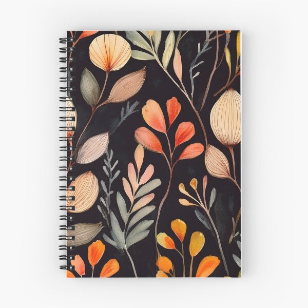 Item preview, Dark Autumn floral leaves twigs warm fall foliage organic pattern watercolour garden painting sage green designed and sold by navitalidesign.