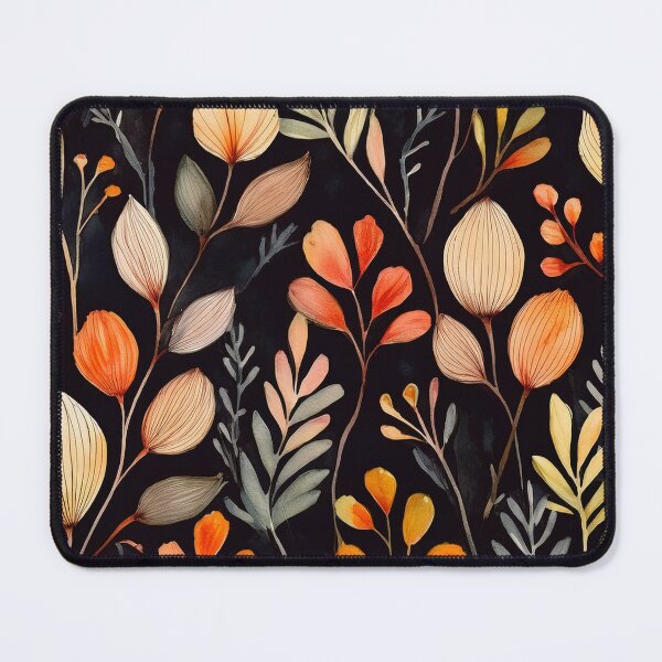 Item preview, Dark Autumn floral leaves twigs warm fall foliage organic pattern watercolour garden painting sage green designed and sold by navitalidesign.