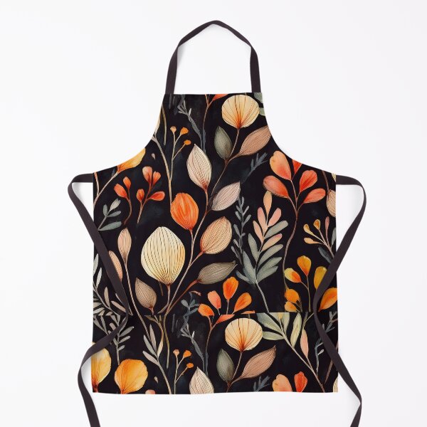 Item preview, Dark Autumn floral leaves twigs warm fall foliage organic pattern watercolour garden painting sage green designed and sold by navitalidesign.