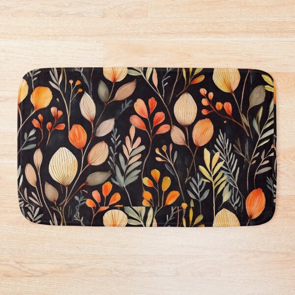Item preview, Dark Autumn floral leaves twigs warm fall foliage organic pattern watercolour garden painting sage green designed and sold by navitalidesign.