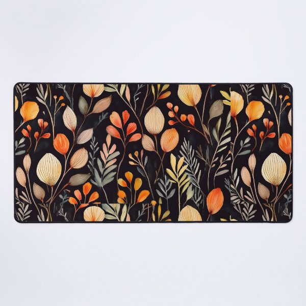 Item preview, Dark Autumn floral leaves twigs warm fall foliage organic pattern watercolour garden painting sage green designed and sold by navitalidesign.