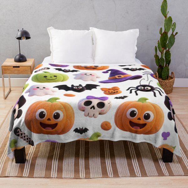 Item preview, Kawaii Halloween Pumpkin Ghost Pattern designed and sold by LenNo9881.