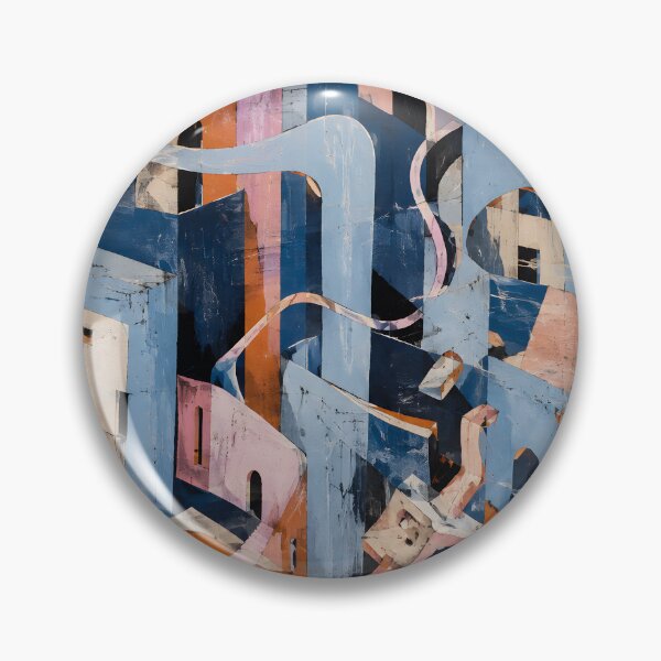 Item preview, Surreal Geometric Cityscape with Eyes – Abstract Architecture in Blue, Pink & Orange designed and sold by GutyzDesignsES.